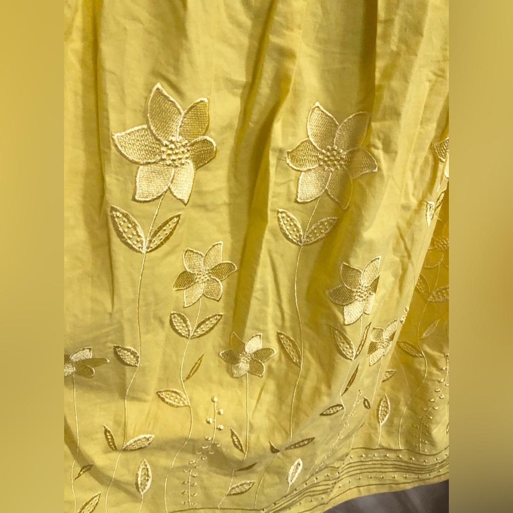 Avec Les Filles yellow embroidered eyelet crop smocked tank top and Skirt size M - Picture 12 of 16